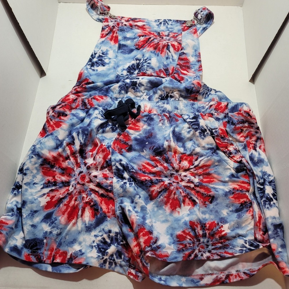No Boundaries Size‎ XXL Size 19 Patriotic Stretchy Bib Summer Short Overalls